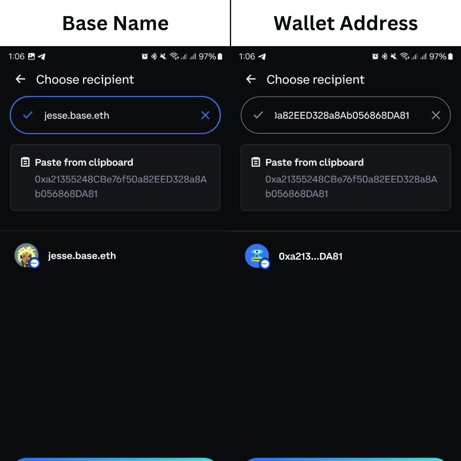 Wallet address comparison